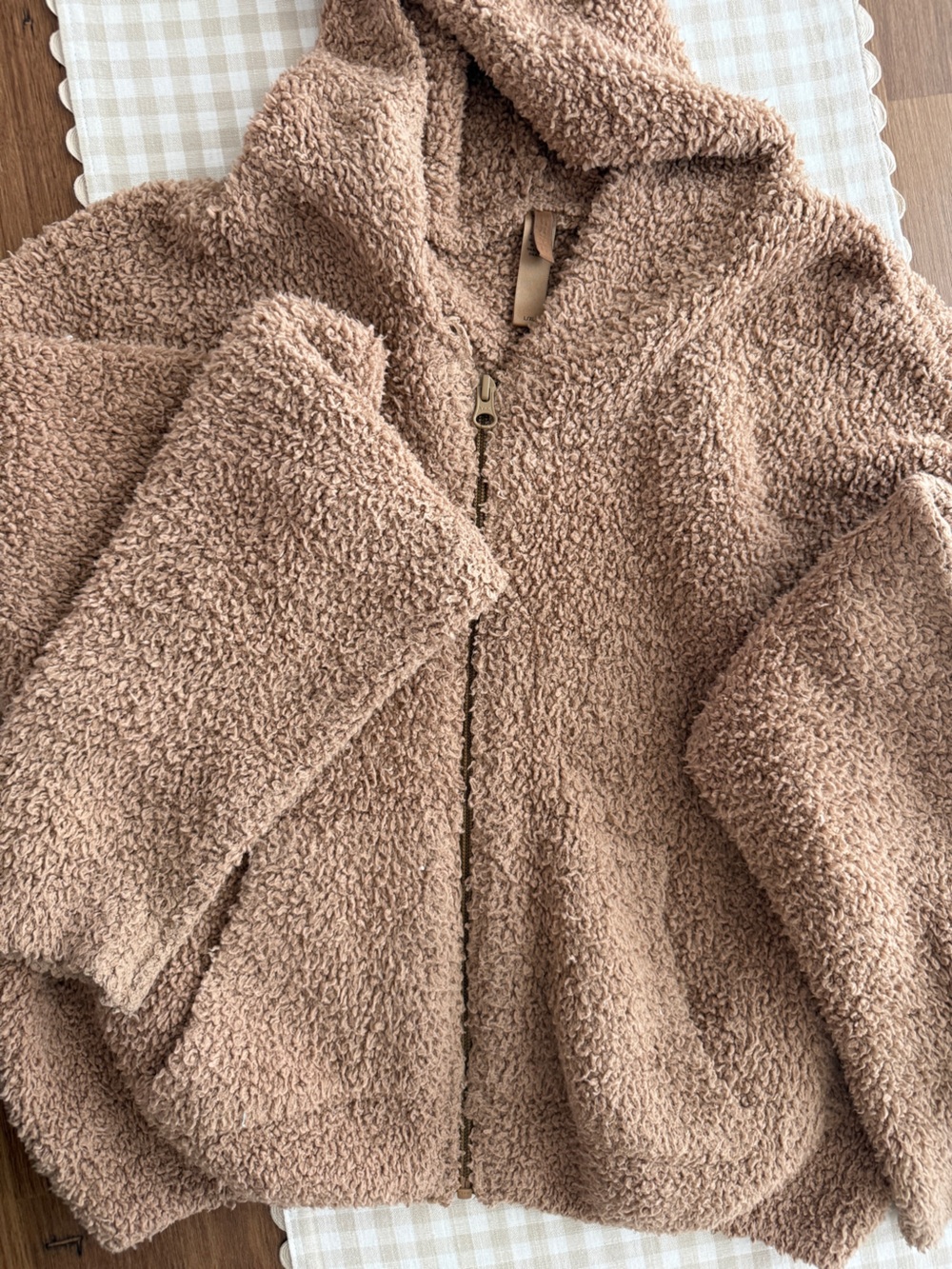SKIMS Hooded Teddy Zip Jacket in Taupe Brown